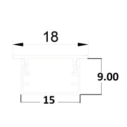 PERFIL EMBUTIR DE ALUMINIO C/PESTAÑA EN DIFUSOR 2MTRS