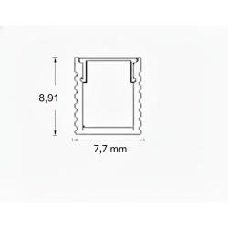 PERFIL SUPERFICIE DE ALUMINIO CON ACCESORIOS  2,5 MTRS PARA TIRA PCB 5MM