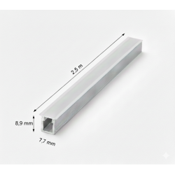 PERFIL DE EMBUTIR ALUMINIO MINIMALISTA PESTAÑA EN DIFUSOR CON ACCESORIOS PARA PCB 5MM