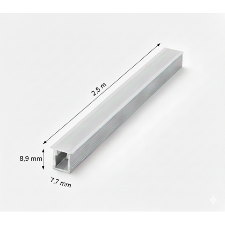 PERFIL DE EMBUTIR ALUMINIO MINIMALISTA PESTAÑA EN DIFUSOR CON ACCESORIOS PARA PCB 5MM