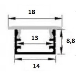 PERFIL EMBUTIR DE ALUMINIO C/PESTAÑA EN DIFUSOR 2,5 MTRS
